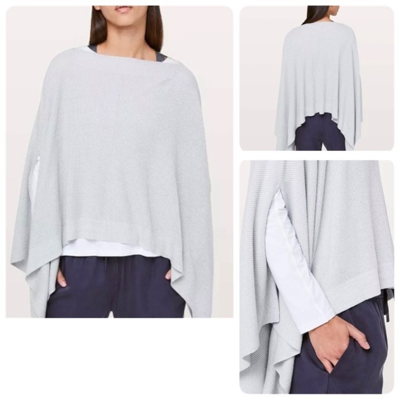 Lululemon Forward Flow Cape Wrap Poncho Cashmere Blend Silver Gray One Size - Picture 1 of 11